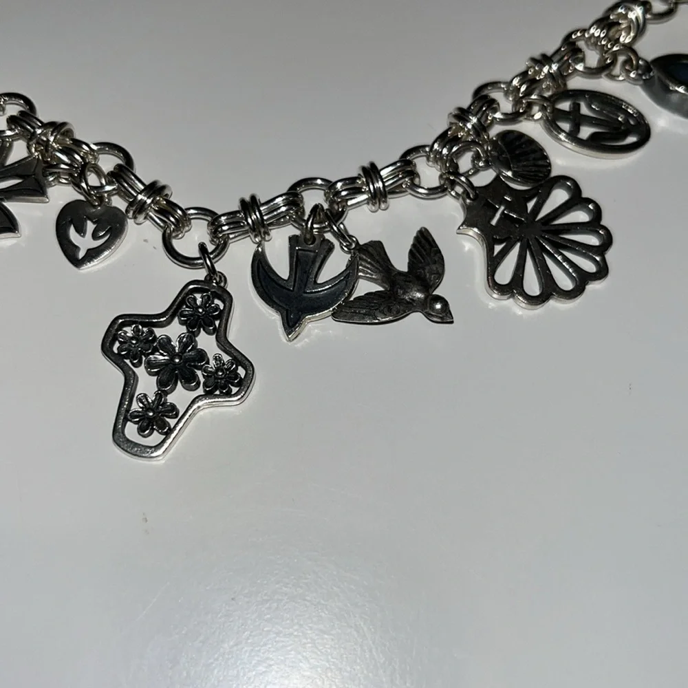 James Avery silver charm bracelet crosses, doves, sheep & shells Christian theme - Picture 5 of 10